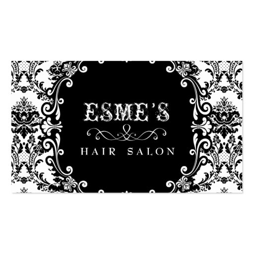 GOLD Damask Hair Salon Stylist Business Card (front side)