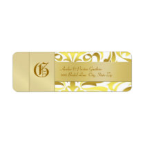 Gold Damask Monogram Gold Wedding Address Label