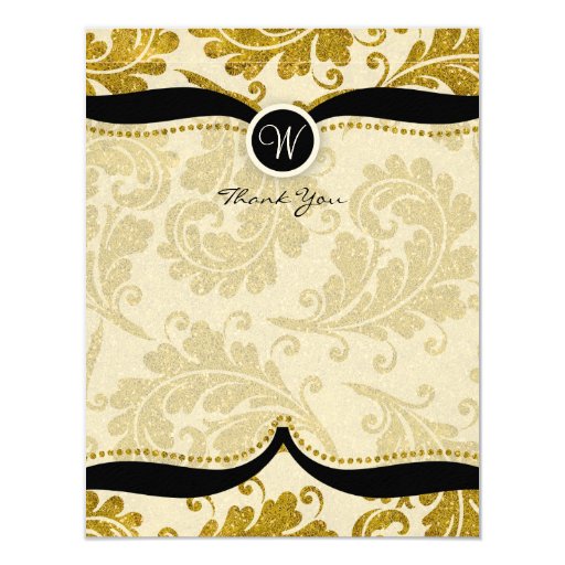 Gold Damask Paisley Wedding Thank you Card Zazzle