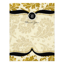 Gold Damask Paisley Wedding Thank you Personalized Announcement