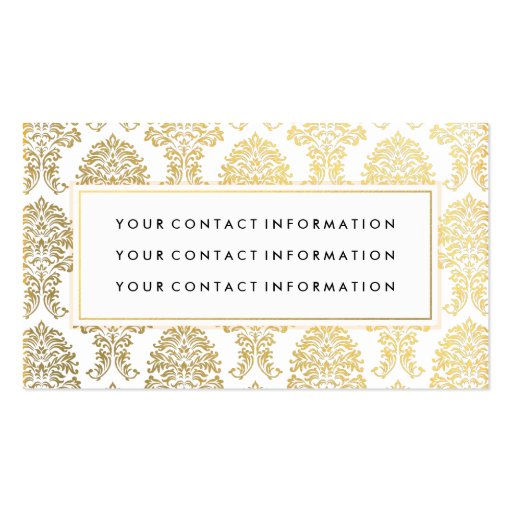 Gold Damask Pattern Business Card Template (back side)