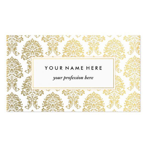 Gold Damask Pattern Business Card Template (front side)
