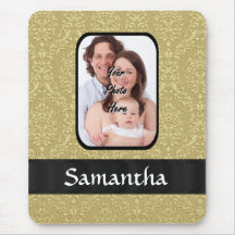 Gold damask photo template mousepad