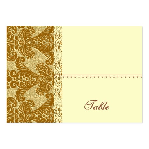 Gold Damask Place Card - Wedding Party Business Cards (front side)