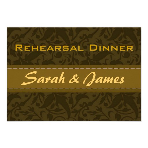 Gold damask Vintage wedding rehearsal Personalized Announcement