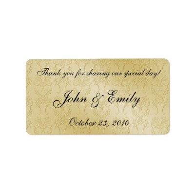 Gold Damask Wedding Favor Labels Personalized Address Label