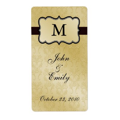 Gold Damask Wedding Favor Labels Personalized Shipping Labels
