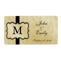 Gold Damask Wedding Favor Labels label