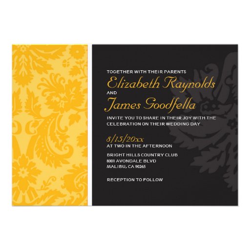 Gold Damask Wedding Invitations