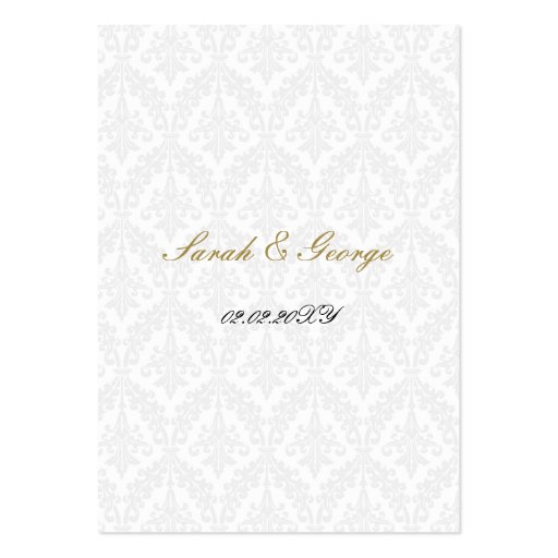 gold damask wedding Reception   Cards Business Card (back side)
