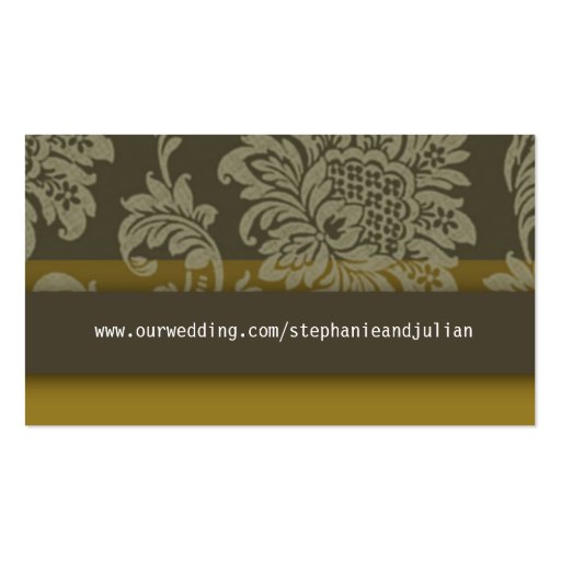 Gold Damask Wedding Website Business Card (back side)