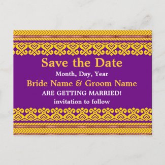 Gold decorative art Save The Date Postcard postcard