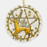 Gold Deer & Pentacle #3 Christmas Ornaments