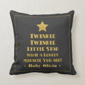Gold Design Twinkle Twinkle Little Star Nursery Pillow