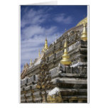 Gold details of temple platform greeting card
