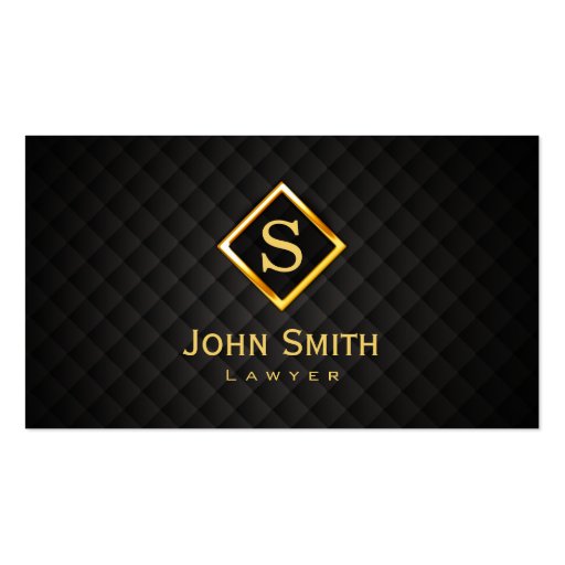 Gold Diamond Monogram Lawyer Business Card (front side)