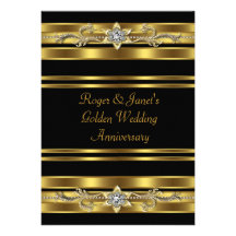 Gold Diamonds Elegant 50th Wedding Anniversary Custom Invitation