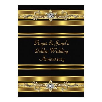 Gold Diamonds Elegant 50th Wedding Anniversary Custom Invitation