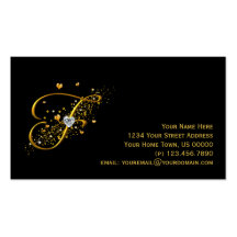 Gold & Diamonds Initial F Stardust Business Card