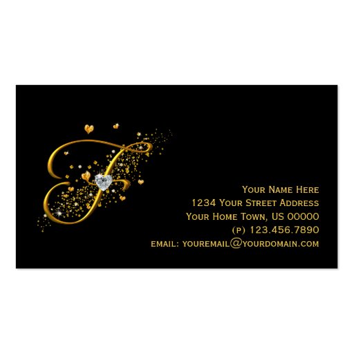 Gold & Diamonds Initial F Stardust Business Card