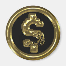 GOLD DOLLAR SIGN FRIDGE MAGNET