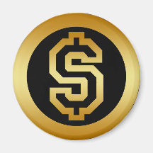 GOLD DOLLAR SIGN FRIDGE MAGNETS