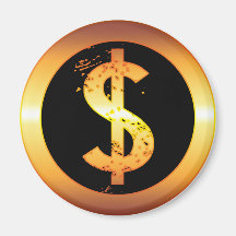GOLD DOLLAR SIGN MAGNET