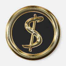 GOLD DOLLAR SIGN MAGNET