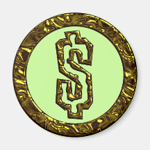 GOLD DOLLAR SIGN MAGNETS