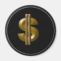 Gold Dollar Sign Magnets