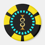GOLD DOLLAR SIGN POKER CHIP FRIDGE MAGNET