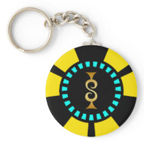 GOLD DOLLAR SIGN POKER CHIP KEY CHAIN