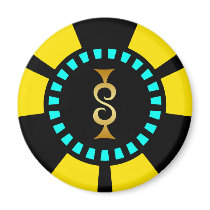GOLD DOLLAR SIGN POKER CHIP FRIDGE MAGNET