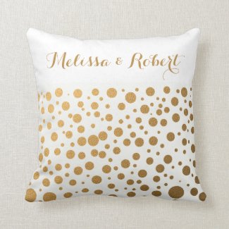 Gold Dots Wedding Keepsake Pillows|Couple Names Throw Pillow