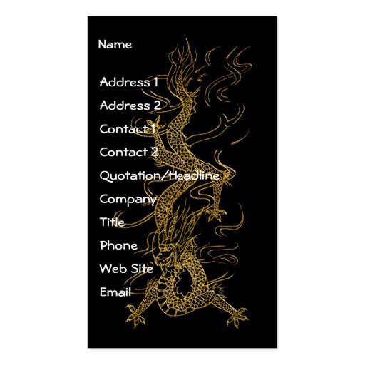 GOLD DRAGON Asian Design Business Card (front side)