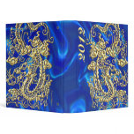 Gold Dragon Blue Satin Lush Binder