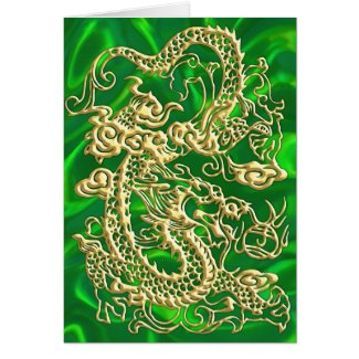 Gold Dragon Green Satin Lush Gold Card