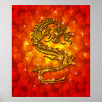 Gold Dragon Happy Chinese New Year Poster