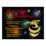 Gold Dragon in Egg Fireworks Custom RSVP Invitatio invitations