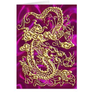 Gold Dragon Magenta Satin Lush Gold Card