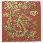Gold Dragon on Deep Coral  Leather Texture napkins