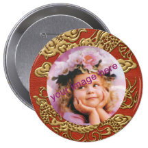 Gold Dragon on Deep Coral  Leather Texture Pin
