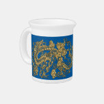 Gold Dragon on Lapis Blue Leather Texture pitchers