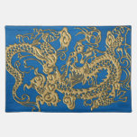 Gold Dragon on Lapis Blue Leather Texture placemats
