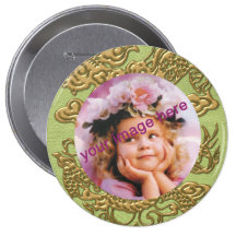 Gold Dragon on Lime Green Leather Texture Pin