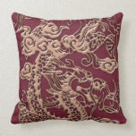 Gold Dragon on RedWine Leather Texture pillows