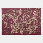 Gold Dragon on RedWine Leather Texture placemats