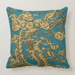 Gold Dragon on Till Leather Texture pillows