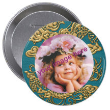 Gold Dragon on Till Leather Texture Pinback Button
