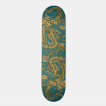 Gold Dragon on Till Leather Texture skateboards